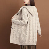 Women's 3-5XL Tops Fashion Designer Hooded Knitted Cardigans (Plus Size)
