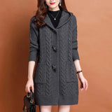 Women's 3-5XL Tops Fashion Designer Hooded Knitted Cardigans (Plus Size)
