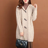 Women's 3-5XL Tops Fashion Designer Hooded Knitted Cardigans (Plus Size)