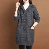 Women's 3-5XL Tops Fashion Designer Hooded Knitted Cardigans (Plus Size)