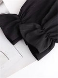 Women's 3-6XL Fashion Designer Ruffle Trim Long-Sleeve Tops (Plus Size)
