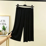 Women's 3/4 Fashion Designer Wide Leg 2-6XL Pants (Plus Size)-Women's Fashion Designer Plus Size Leggings / Pants-black-Women&#x27;s fashion designer plus size clothes