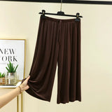 Women's 3/4 Fashion Designer Wide Leg 2-6XL Pants (Plus Size)-Women's Fashion Designer Plus Size Leggings / Pants-coffee-Women&#x27;s fashion designer plus size clothes