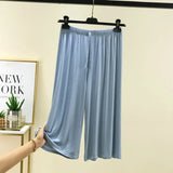 Women's 3/4 Fashion Designer Wide Leg 2-6XL Pants (Plus Size)-Women's Fashion Designer Plus Size Leggings / Pants-lightblue-Women&#x27;s fashion designer plus size clothes