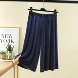 Women's 3/4 Fashion Designer Wide Leg 2-6XL Pants (Plus Size)-Women's Fashion Designer Plus Size Leggings / Pants-navy-Women&#x27;s fashion designer plus size clothes