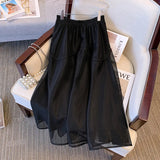 Women's 5-9XL Fashion Designer Mesh A-Line Midi Skirts (Plus Size)