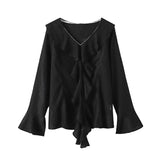 Women's 5-9XL Fashion Designer Office Blouse 150kg Long-Sleeve Tops (Plus Size)