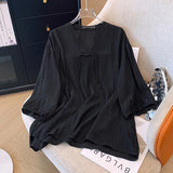 Women's 5-9XL V Neck Fashion Designer Blouse Tops (Plus Size)-Women's Fashion Designer Plus Size Long-Sleeve Tops