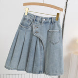 Women's A-line 2-5XL Denim Fashion Designer Mini Skirts (Plus Size)