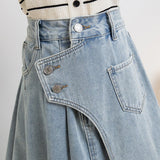 Women's A-line 2-5XL Denim Fashion Designer Mini Skirts (Plus Size)