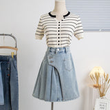 Women's A-line 2-5XL Denim Fashion Designer Mini Skirts (Plus Size)