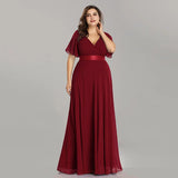 Women's A Line Chiffon 1-5XL Fashion Designer Long Dresses (Plus Size)-burgundy-22W