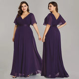 Women's A Line Chiffon 1-5XL Fashion Designer Long Dresses (Plus Size)-grape-20W