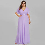 Women's A Line Chiffon 1-5XL Fashion Designer Long Dresses (Plus Size)-Lavender-20W
