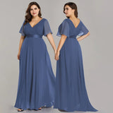 Women's A Line Chiffon 1-5XL Fashion Designer Long Dresses (Plus Size)-light navy-16