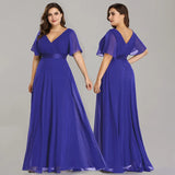 Women's A Line Chiffon 1-5XL Fashion Designer Long Dresses (Plus Size)-royal blue-16
