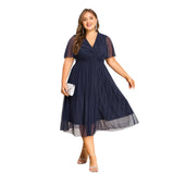 Women's A-Line Fashion Designer 3-6XL Chiffon Midi Dresses (Plus Size)