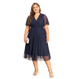 Women's A-Line Fashion Designer 3-6XL Chiffon Midi Dresses (Plus Size)