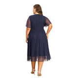 Women's A-Line Fashion Designer 3-6XL Chiffon Midi Dresses (Plus Size)