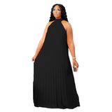 Women's A-Line Fashion Designer Pleated Long Dresses (Plus Size)