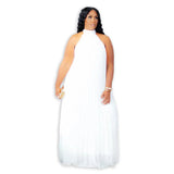 Women's A-Line Fashion Designer Pleated Long Dresses (Plus Size)