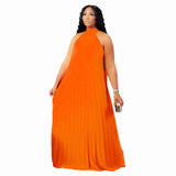 Women's A-Line Fashion Designer Pleated Long Dresses (Plus Size)