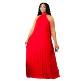 Women's A-Line Fashion Designer Pleated Long Dresses (Plus Size)