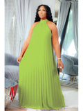 Women's A-Line Fashion Designer Pleated Long Dresses (Plus Size)