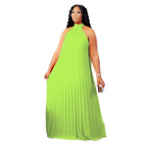 Women's A-Line Fashion Designer Pleated Long Dresses (Plus Size)