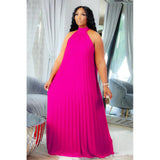 Women's A-Line Fashion Designer Pleated Long Dresses (Plus Size)