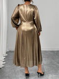 Women's A-Line Metallic 1-5XL Gold Fashion Designer Long Dresses (Plus Size)
