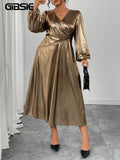 Women's A-Line Metallic 1-5XL Gold Fashion Designer Long Dresses (Plus Size)