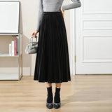 Women's A-Line Pleated 5-9XL Fashion Designer Midi Skirts (Plus Size)