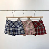 Women's A Line Pleated Plaid Fashion Designer XS-XL Mini Skirts (Short)