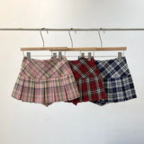 Women's A Line Pleated Plaid Fashion Designer XS-XL Mini Skirts (Short)