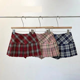 Women's A Line Pleated Plaid Fashion Designer XS-XL Mini Skirts (Short)