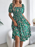 Women's A-Line Ruffle S-XL Floral Fashion Designer Ruffled Dresses (Midi)