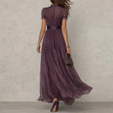 Women's A-Line S-3XL Fashion Designer Pleated Dresses (Long)