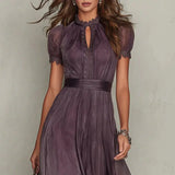 Women's A-Line S-3XL Fashion Designer Pleated Dresses (Long)