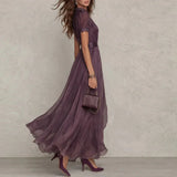Women's A-Line S-3XL Fashion Designer Pleated Dresses (Long)