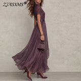 Women's A-Line S-3XL Fashion Designer Pleated Dresses (Long)