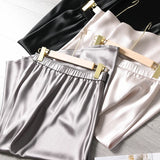Women's Satin Fashion 2-7XL Designer A-Line Midi Skirts (Plus Size)-Women's Fashion Designer Plus Size Skirts-International Women's Clothing