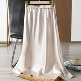 Women's Satin Fashion 2-7XL Designer A-Line Midi Skirts (Plus Size)-Women's Fashion Designer Plus Size Skirts-International Women's Clothing