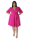 Women's A-Line Wrap Fashion Designer 5XL Short Dresses (Plus Size)