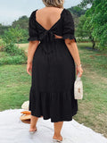 Women's A-Line Wrap Ruffle 1-3XL Square Neck Midi Dresses (Plus Size)