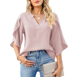 Women's Asymmetrical Ruffled Sleeve Fashion Designer Top T-Shirts-Women's Tops Fashion Designer T-Shirts / Blouses