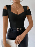Women's Asymmetrical Strap Blouses Fashion Designer Top S-2XL T-Shirts