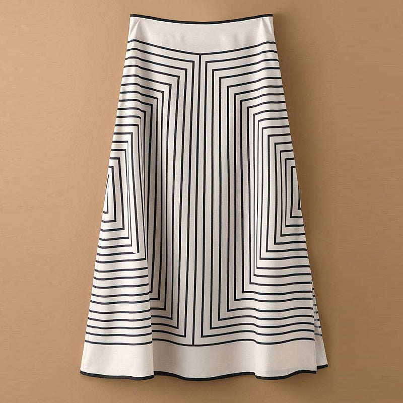 Women High Waist A-line Skirt Mid Office Lady Long Skirts Plus Size 4XL