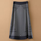 Women's Asymmetrical Striped High Waist Fashion Designer Midi Skirts (Plus Size)