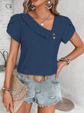 Women's Asymmetrical V Neck Blouse Fashion Designer Tops T-Shirts